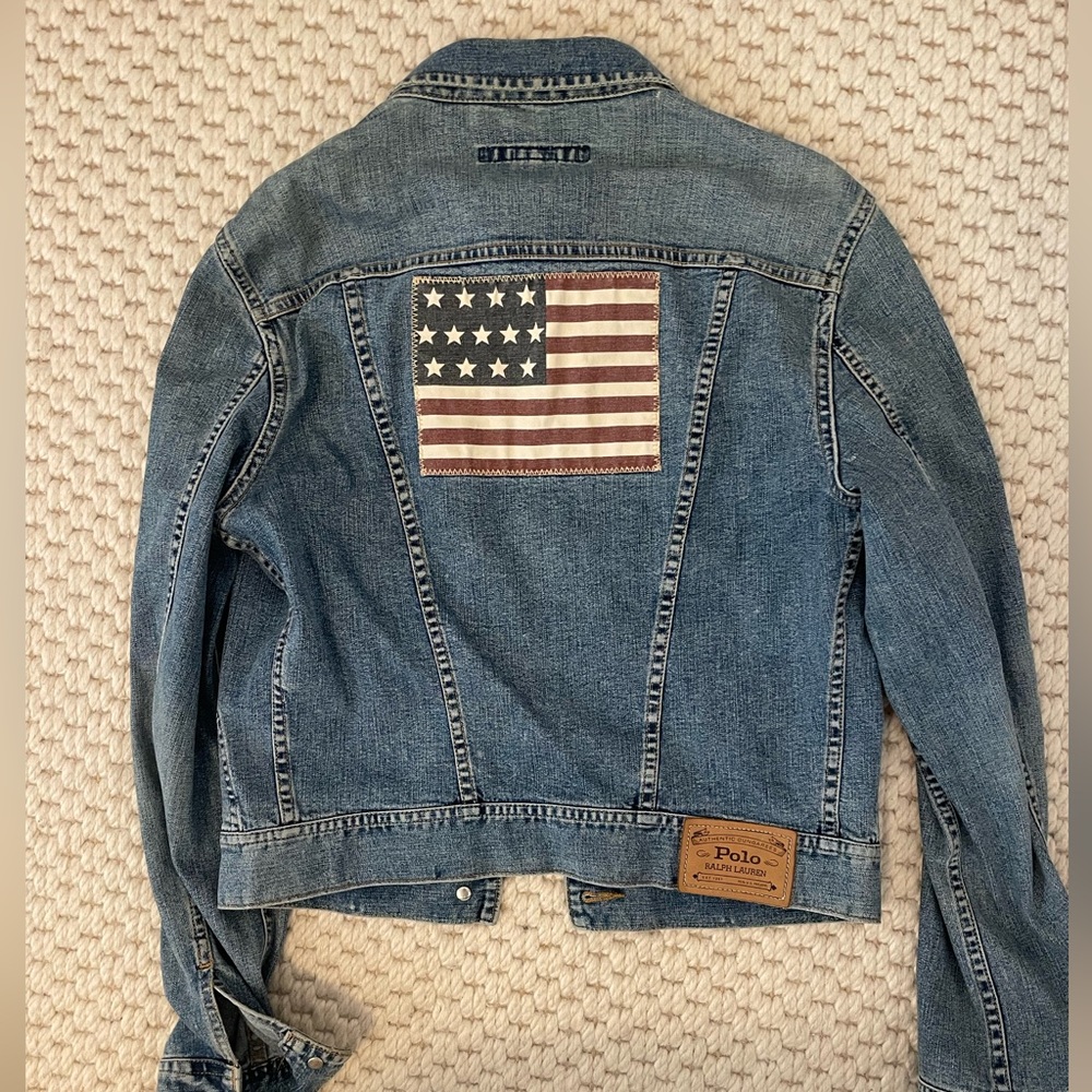 Ralph Lauren Denim Jacket with American Flag Patch Vintage